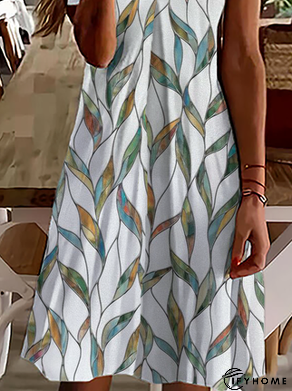 Printed Casual Short Sleeve Dress | IFYHOME