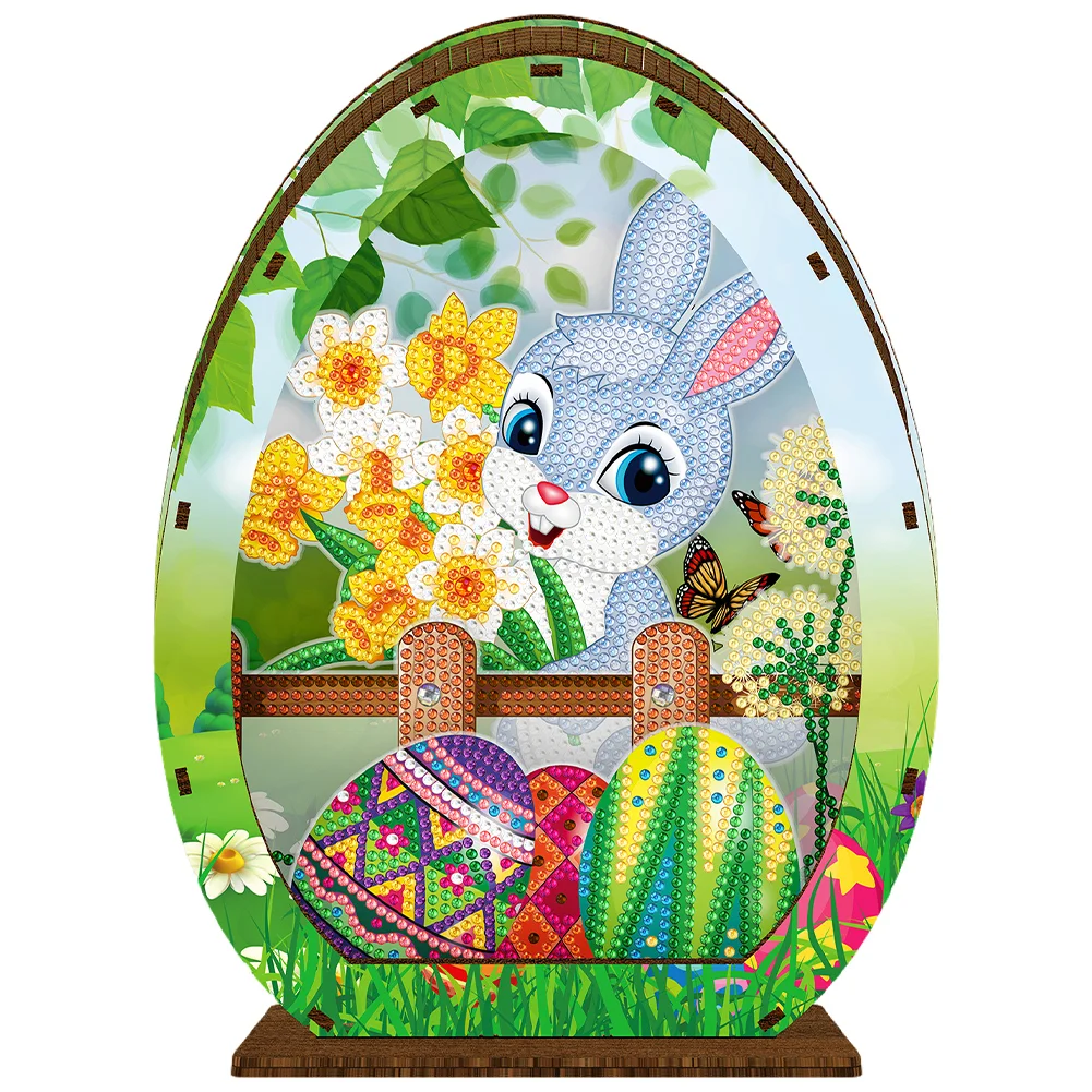 DIY Rabbit Easter Egg Wooden Special Shaped Diamond Painting Lamp for Adult Kids