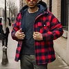 Autumn and Winter Thick Cotton-padded Plaid Long-sleeved Loose Hooded Men's Jacket