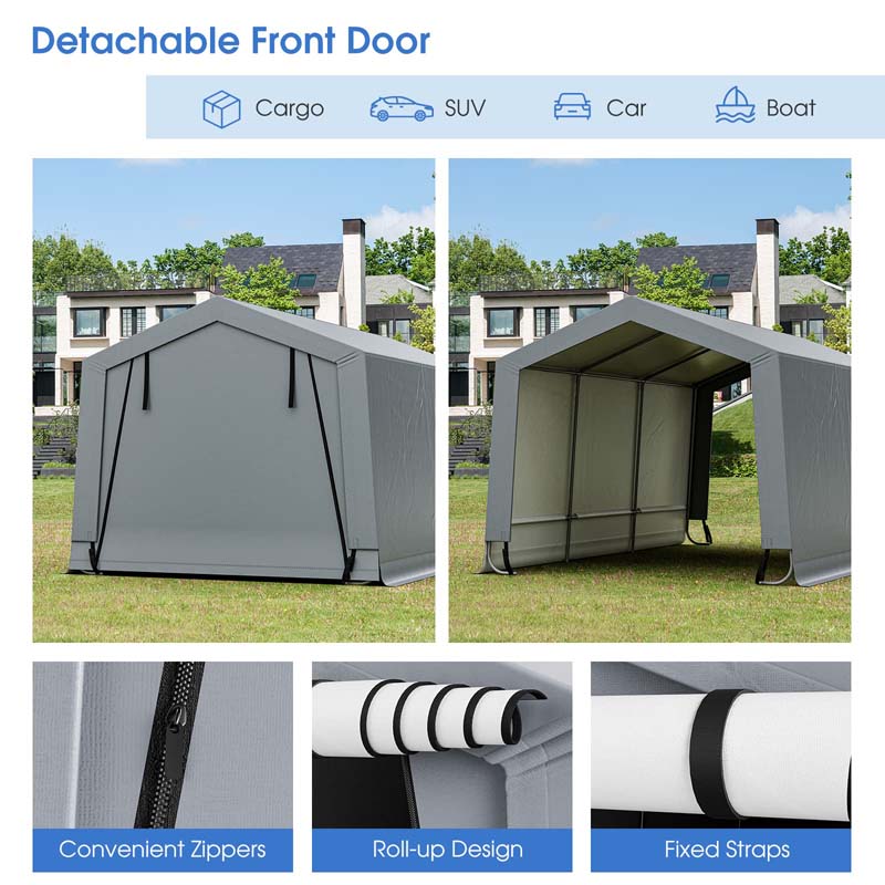 Eletriclife 10 x 16 Feet Portable Heavy Duty Carport Canopy Garage with Doors