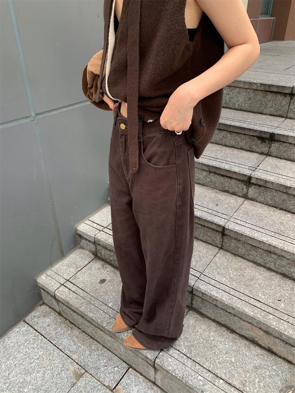 Aiertu leapord halloween outfit Fall 2024 American Vintage Jeans Women Maillard Loose Wide Leg Trousers Women aiertu