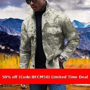 Aonga winter outfits men Men's Double Pocket Creative Multi-Color Diamond-Shaped Barbed Wire Style Printed Pattern Double Pocket Casual aonga