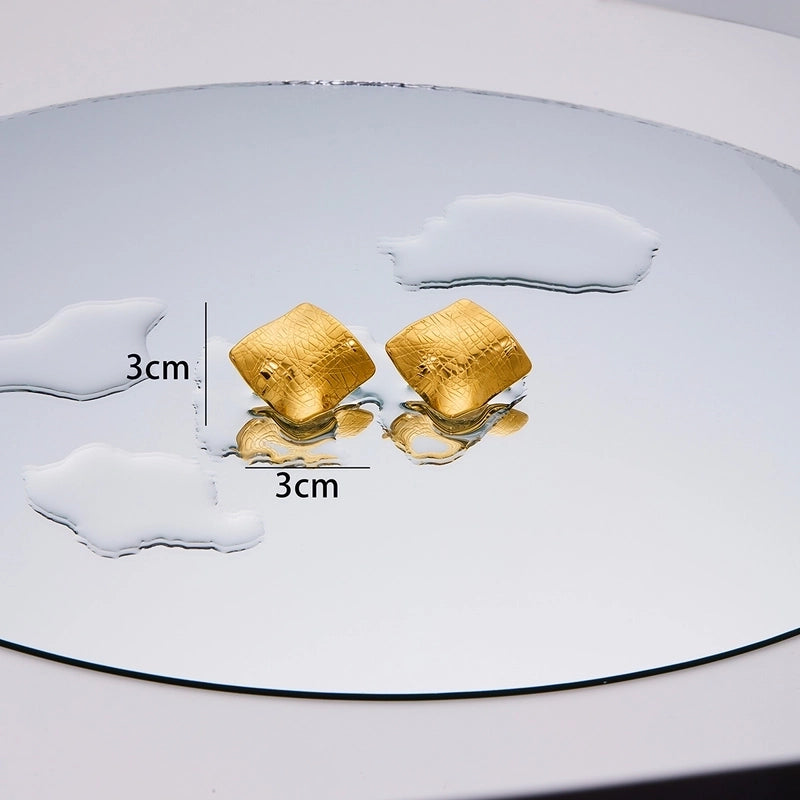 1 Pair Minimalist Geometric Plating Titanium Steel 18K Gold Plated Ear Studs