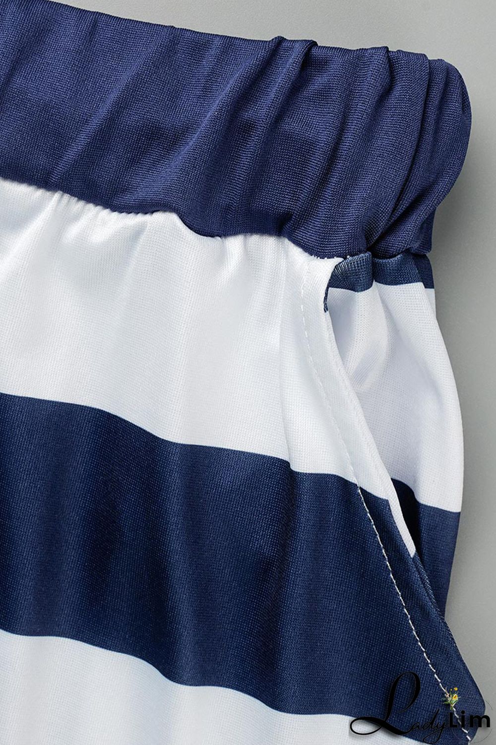 Deep Blue Fashion Casual Print Basic Oblique Collar Plus Size Two Pieces