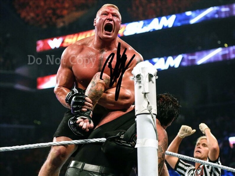 Brock Lesnar Signed Photo Poster painting 8X10 rp Autographed WWF WWE Wrestling