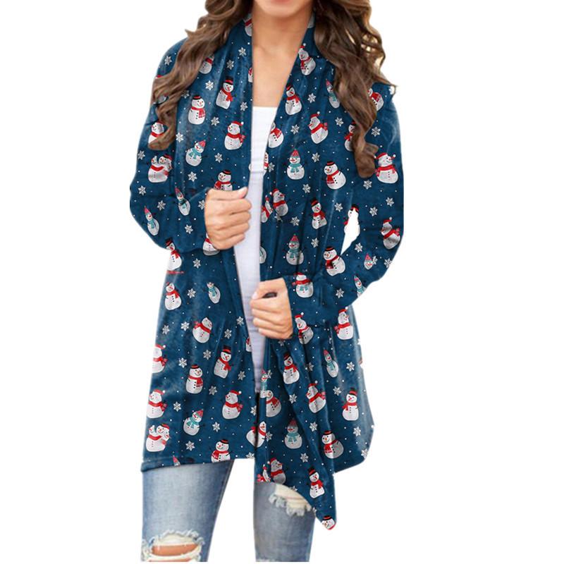  thdmladies Christmas Printed Casual Long-sleeved Cardigan thedmladies