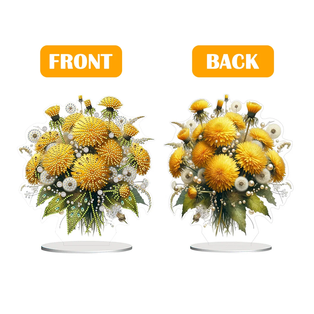 2D Flat Dandelion DIY Desktop Diamond Art Kits Bedroom Table Decoration