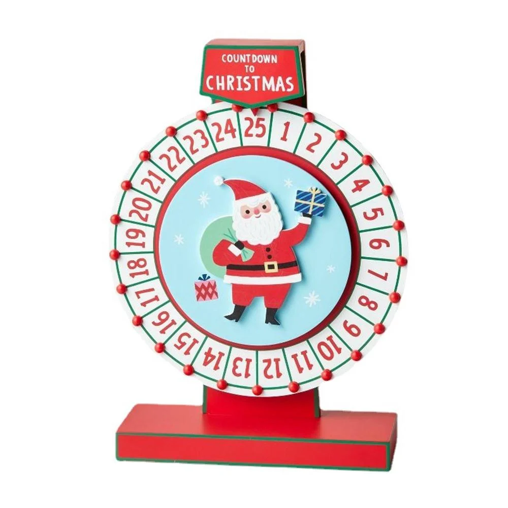 Wooden Santa Claus Christmas countdown calendar turntable