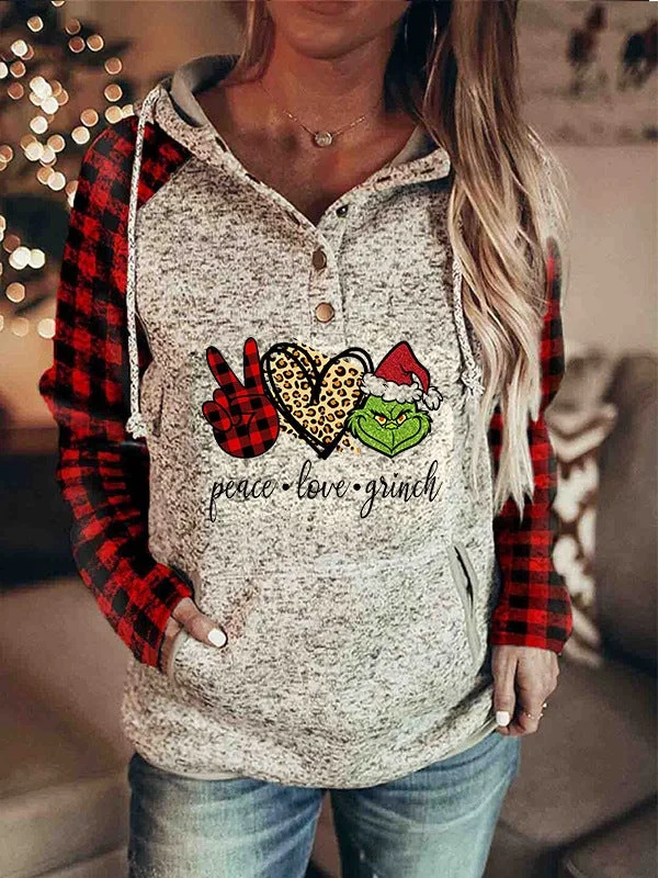 Christmas Printed Red Checked Children's Hoodie