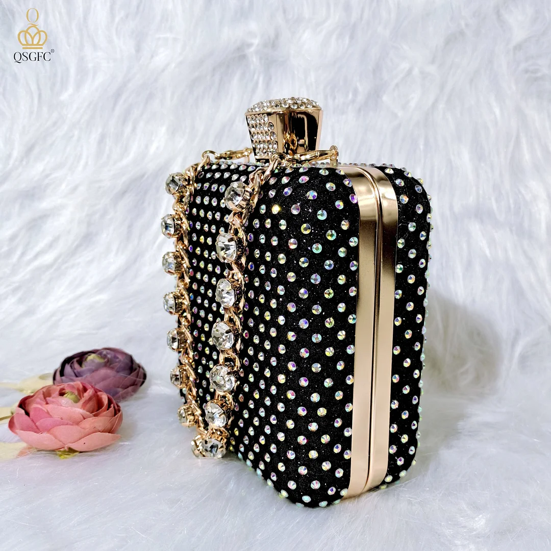 QSGFC 2022 New Arrival Italian Design Elegant Black Color Women Shoes And Bag Set For Party High Quality Lady Occasion Shoes