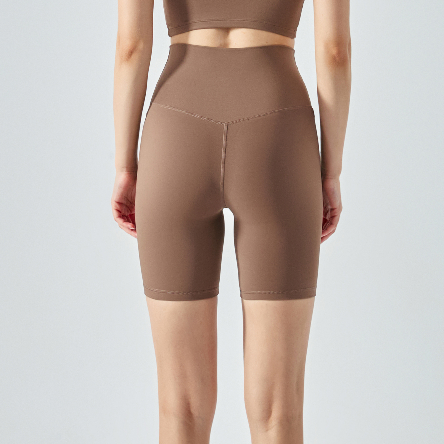 Buy Hergymclothing Chocolate women's naked feel eco skin friendly sustainable breathable smooth washable stretchable gym wear biker shorts online