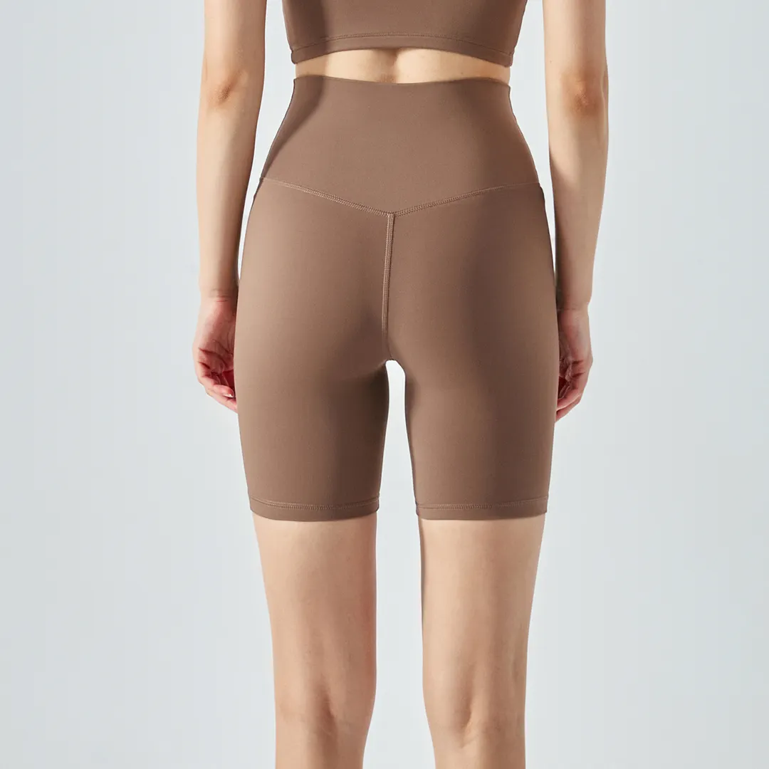 Buy Hergymclothing Chocolate women's naked feel eco skin friendly sustainable breathable smooth washable stretchable gym wear biker shorts online