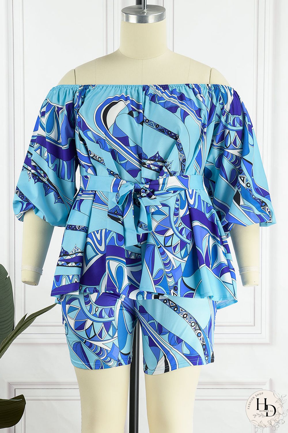 Yellow Casual Print Patchwork Off the Shoulder Long Sleeve Two Pieces