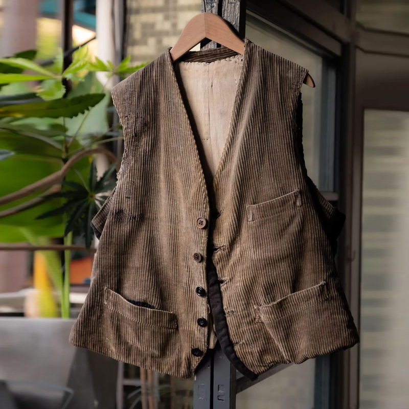 Men's French Vintage Corduroy Farmer’s Work Vest