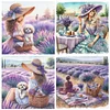 Girl Printed Cross Stitch Kit 40x40cm DIY 11CT Embroidery Craft Set Home Decor