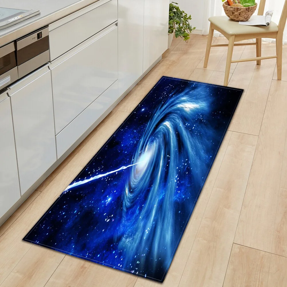 Kitchen Mat Entrance Doormat Bedroom Hallway Floor Decoration Carpet Bathroom Absorb Water Anti-slip Mat Home 3D Starry Sky Rugs