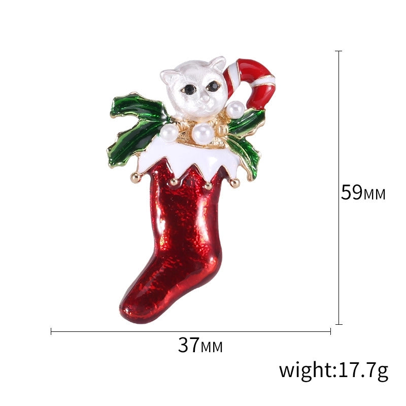 Cute Classic Style Pin Santa Claus Snowflake Elk Alloy Enamel Inlay Rhinestones Unisex Brooches