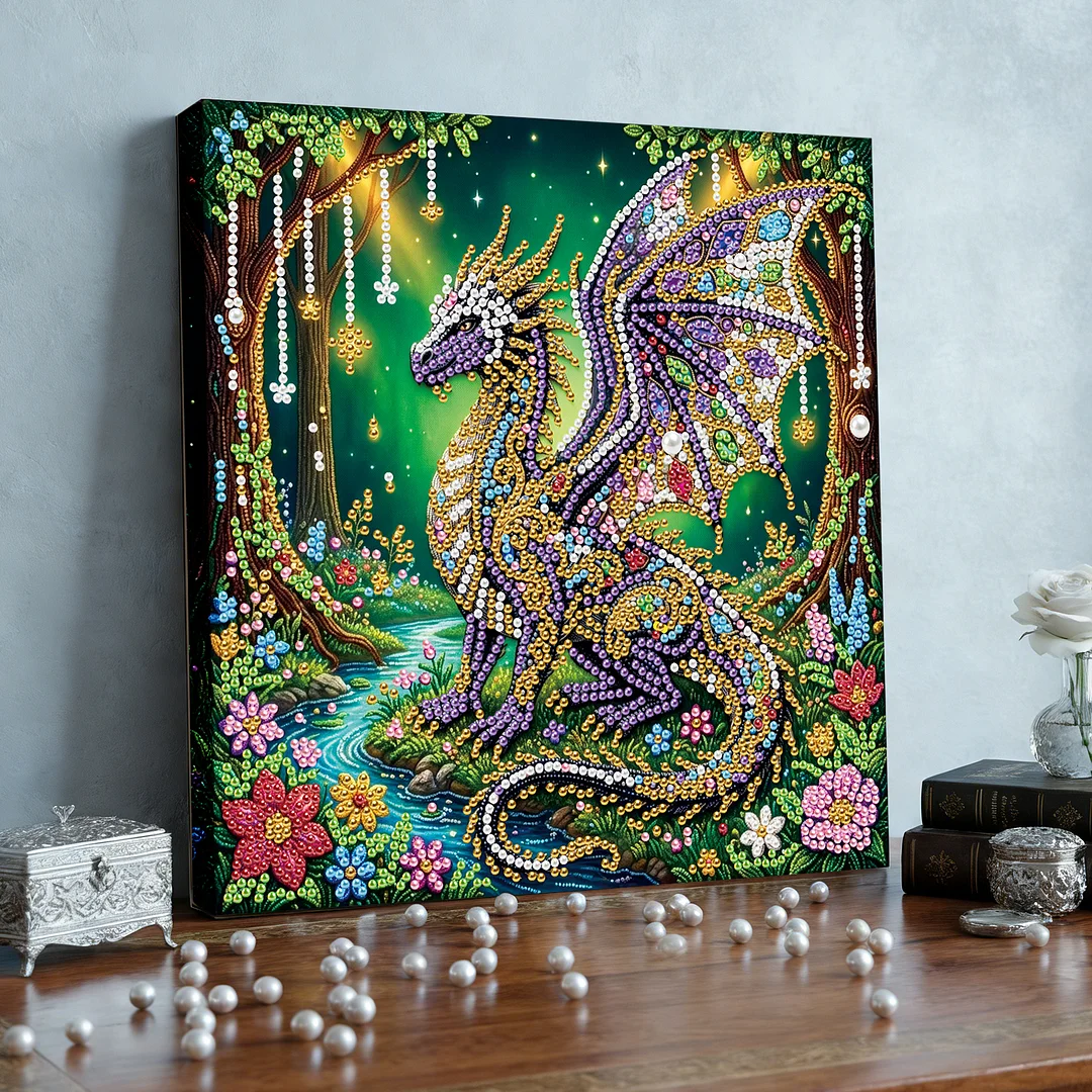 Forest Dragon - DIY Pearl Diamond Art Kit With Frame 25*25cm