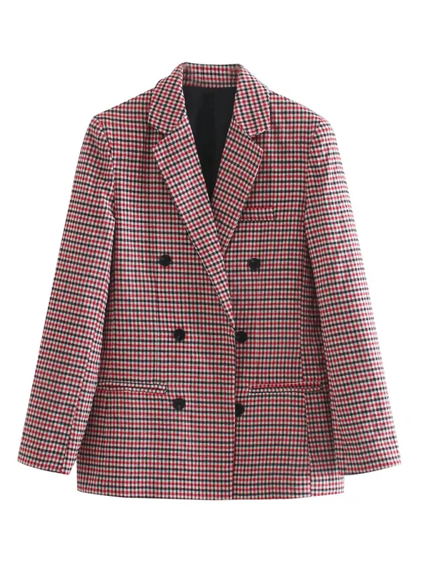 New women's suit plaid small suit jacket Flusfy