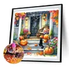 Diamond Painting-DIY Full Round Drill Halloween Cat Pumpkin(40*40CM）