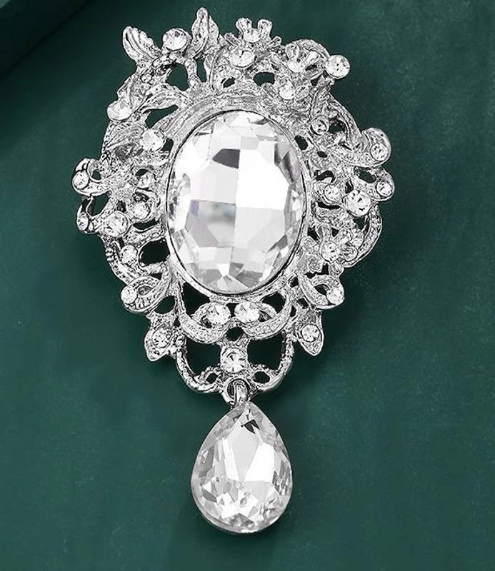 2 Pieces Fashion Pin Crown Alloy Rhinestones Women’S Brooches