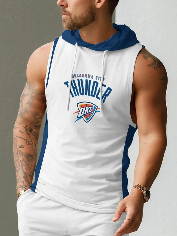 Oklahoma City Thunder  Men's Casual Comfy Sleeveless Hooded Tank Top