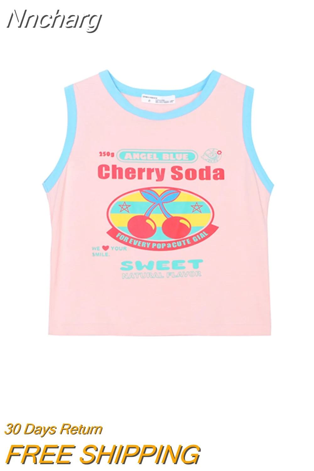 Nncharge Hotsweet Sleeveless O-Neck Summer Tees Crop Tops Women Letter Print Slim Camisetas High Waist Short T-shirts Y2k