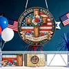 Diamond Painting Single-Sided Acrylic God Bless America - Cross Hanging Pendant Sun Catcher for Home Garden Wall Door