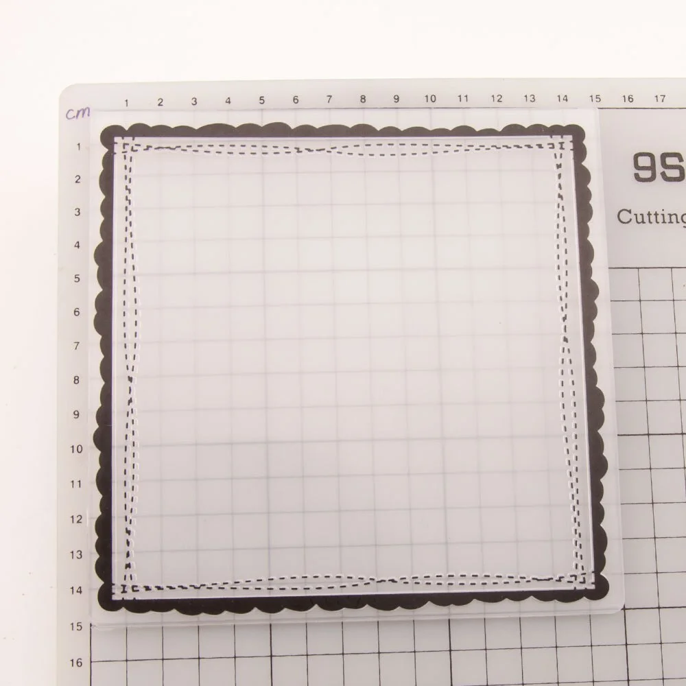 15x15 Square Frame Embossing Folders Plastic For Scrapbooking DIY Template Birthday Photo Album Card Making