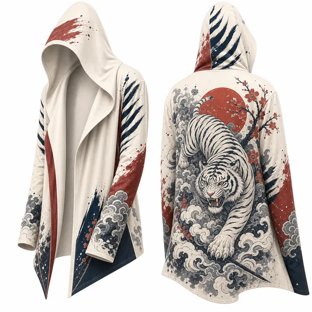 Techwear Japanese Kabuki Mask Hooded Cloak Jacket
