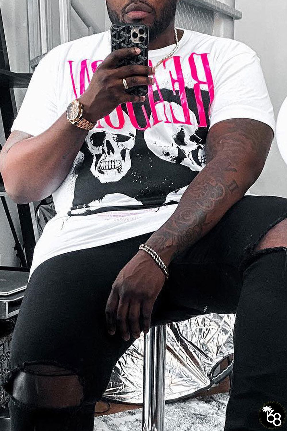 Loose Casual Plus-size Men's Vintage Print T-shirt | 168DEAL