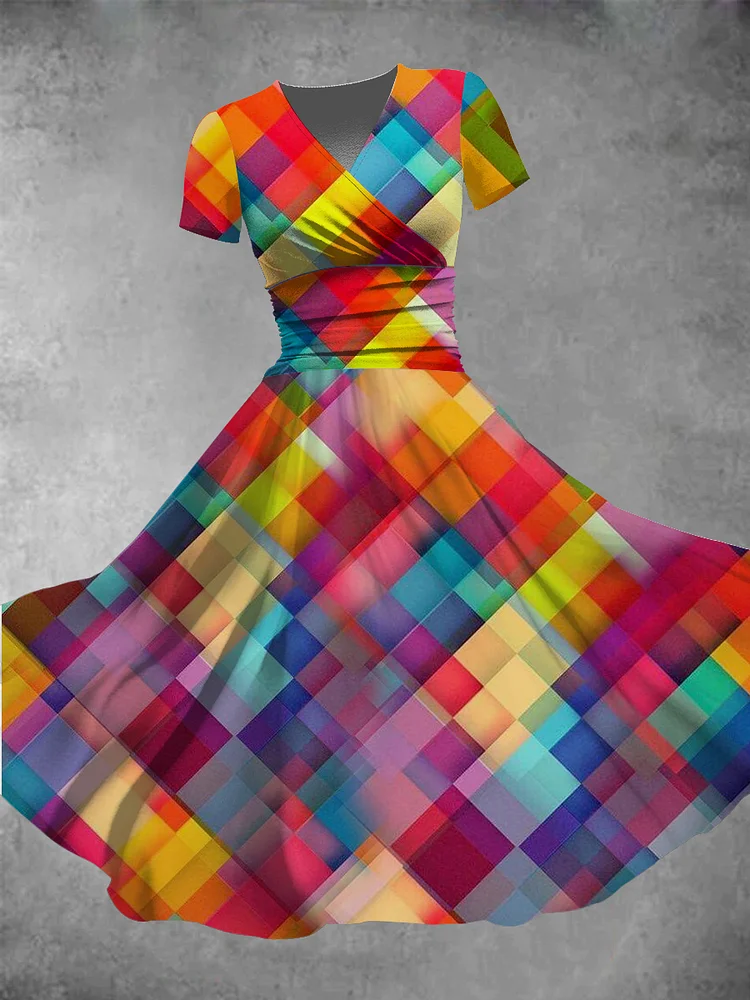 Women's Pride Day Rainbow Square Print Maxi Dress
