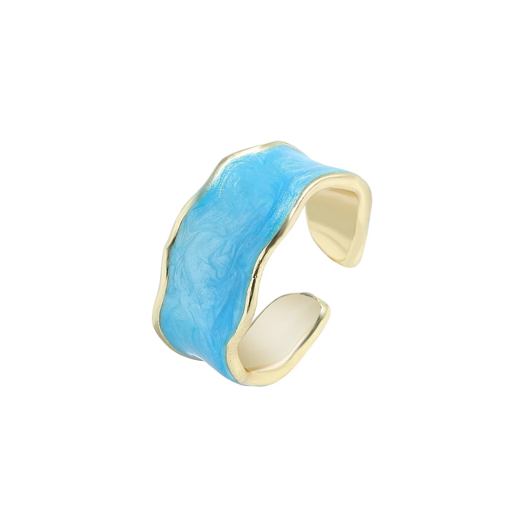 Dvacaman 2021 New INS Trendy Colorful Dripping oil Geometric Rings Candy Color Hand Painted Irregular Open Rings Female Jewelry