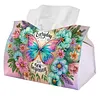 DIY Diamond Art Tissue Box Holder Butterfly PULeather Diamond Art Desktop Organizer Resin Rhinestone Storage Organizers Gem Art Home Office Decor Craft Gift for Women