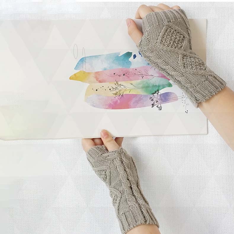 Letclo™  Diamond-shaped Jacquard Half-finger Gloves letclo Letclo