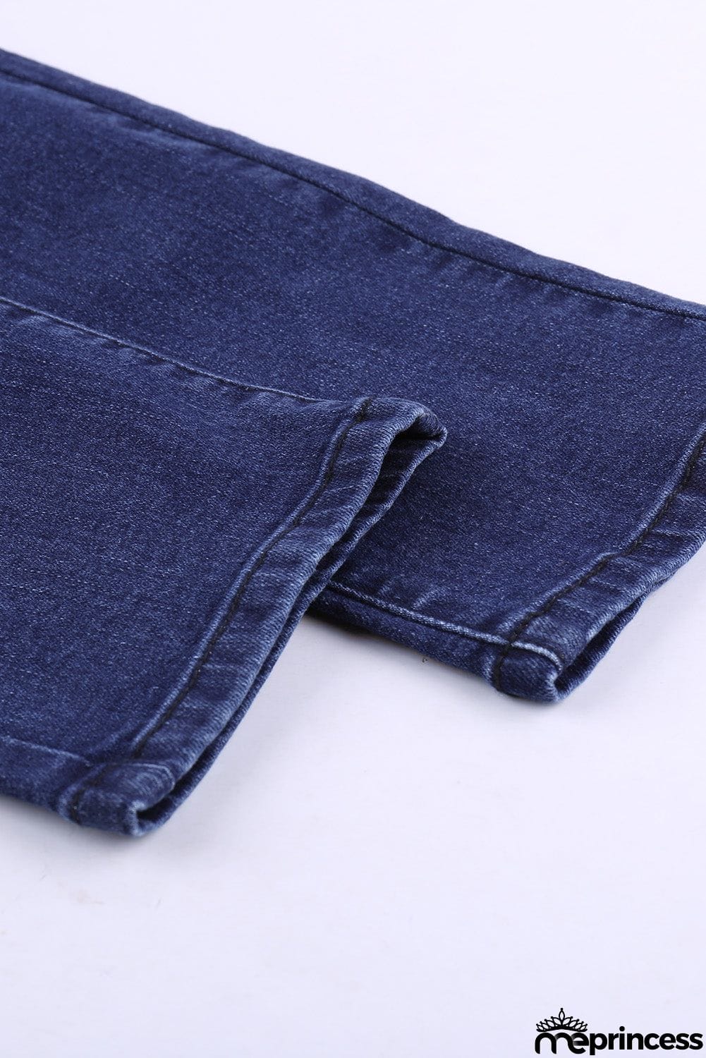 Dark Blue Distressed Patchwork Skinny Jeans
