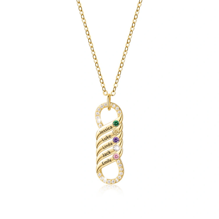 Karativa Personalized Infinity Name Necklace with Birthstones