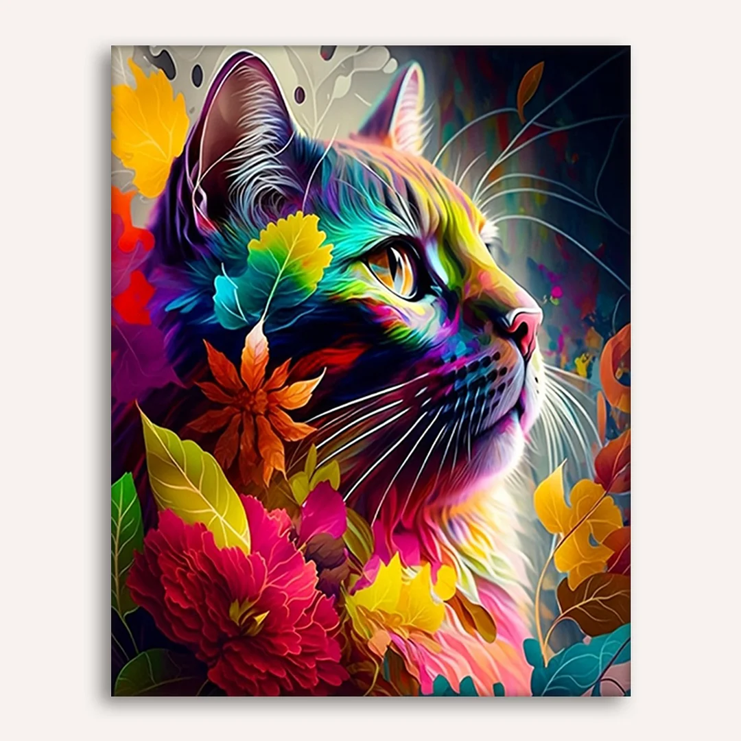 DIY Autumn Leaf Cat Paint by Numbers Kits Drawing Paintwork on Canvas 15.75x19.69inch Without Frame Canvas Oil Painting Number Painting for Beginners Adults Gift Home Wall Decor