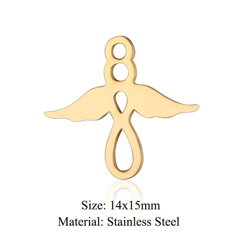 5 Pieces Stainless Steel 18K Gold Plated Angel Wings