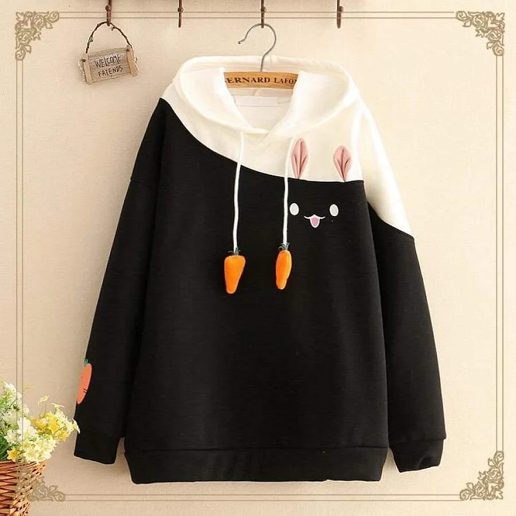 Rabbit Carrot Drawstrings Hoodie