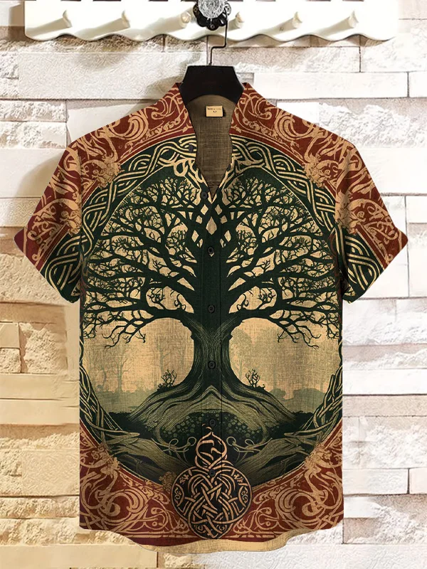 Men's Origin Tree Art Print Casual Shirt