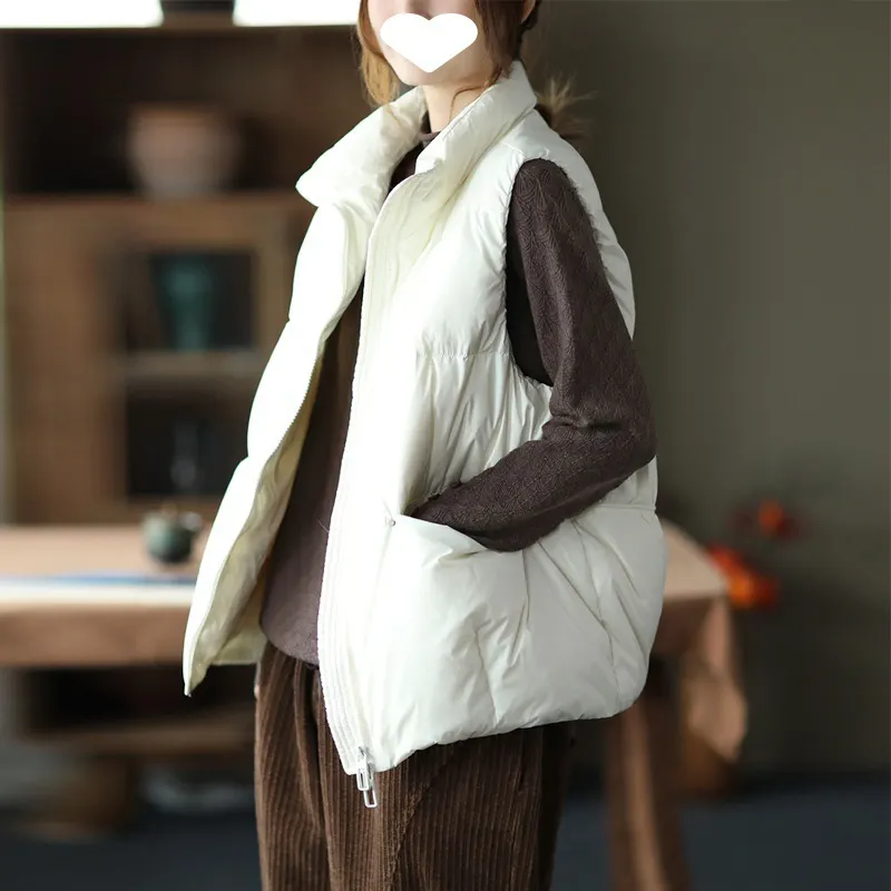 Uveng Uveng New Down Cotton Han Version Of Autumn And Winter Loose Thin Horse Clip Women's Fashion Vest Top