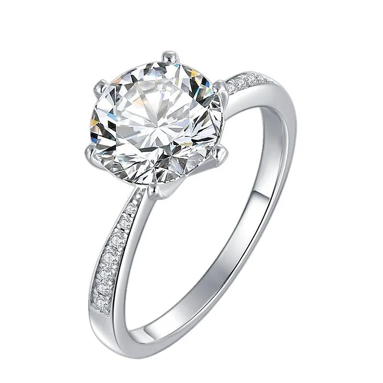 925 Sterling Silver Classic Style Moissanite Ring