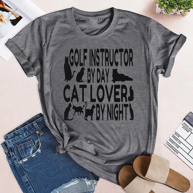 Cat Lover Golf Instructor T-shirt Tee -03434-Annaletters