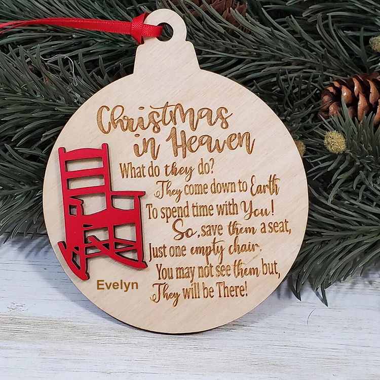 Personalized Christmas Chair Memorial Ornament Memorial Red Chair Ornament Christmas Tree Pendant Decoration - Christmas in Heaven 