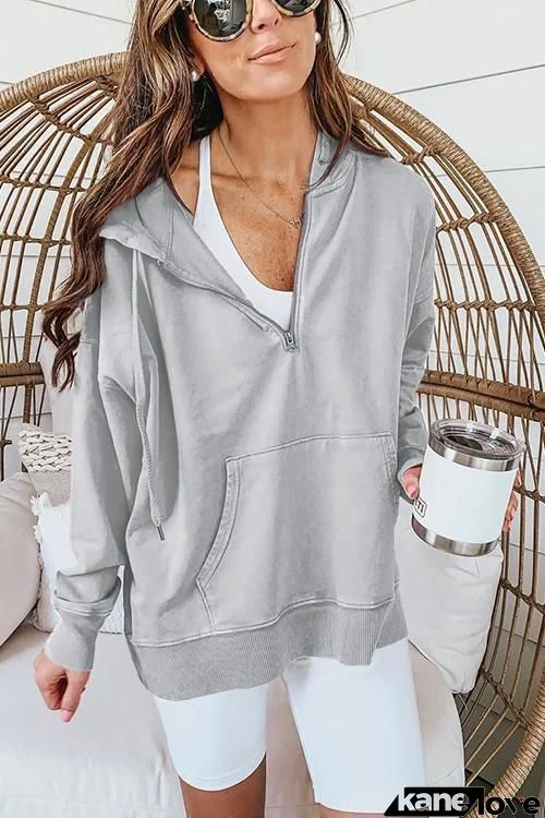 Pocket Drawstring Loose Hoodie