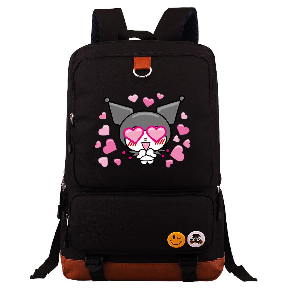 Mayoulove Kuromi Backpack Lightweight Design with Multiple Pockets for School and Outdoor Use-Mayoulove