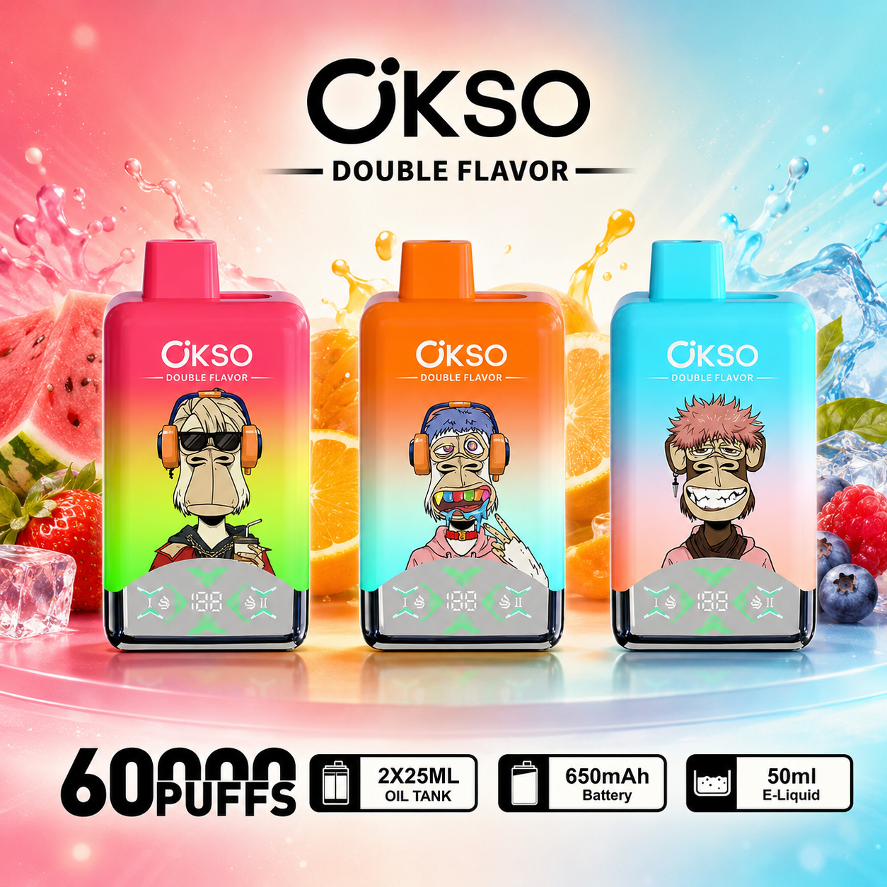 OKSO Double 60K Vape | 60000 Puffs | Box of 10 mysite fumotvapeshop