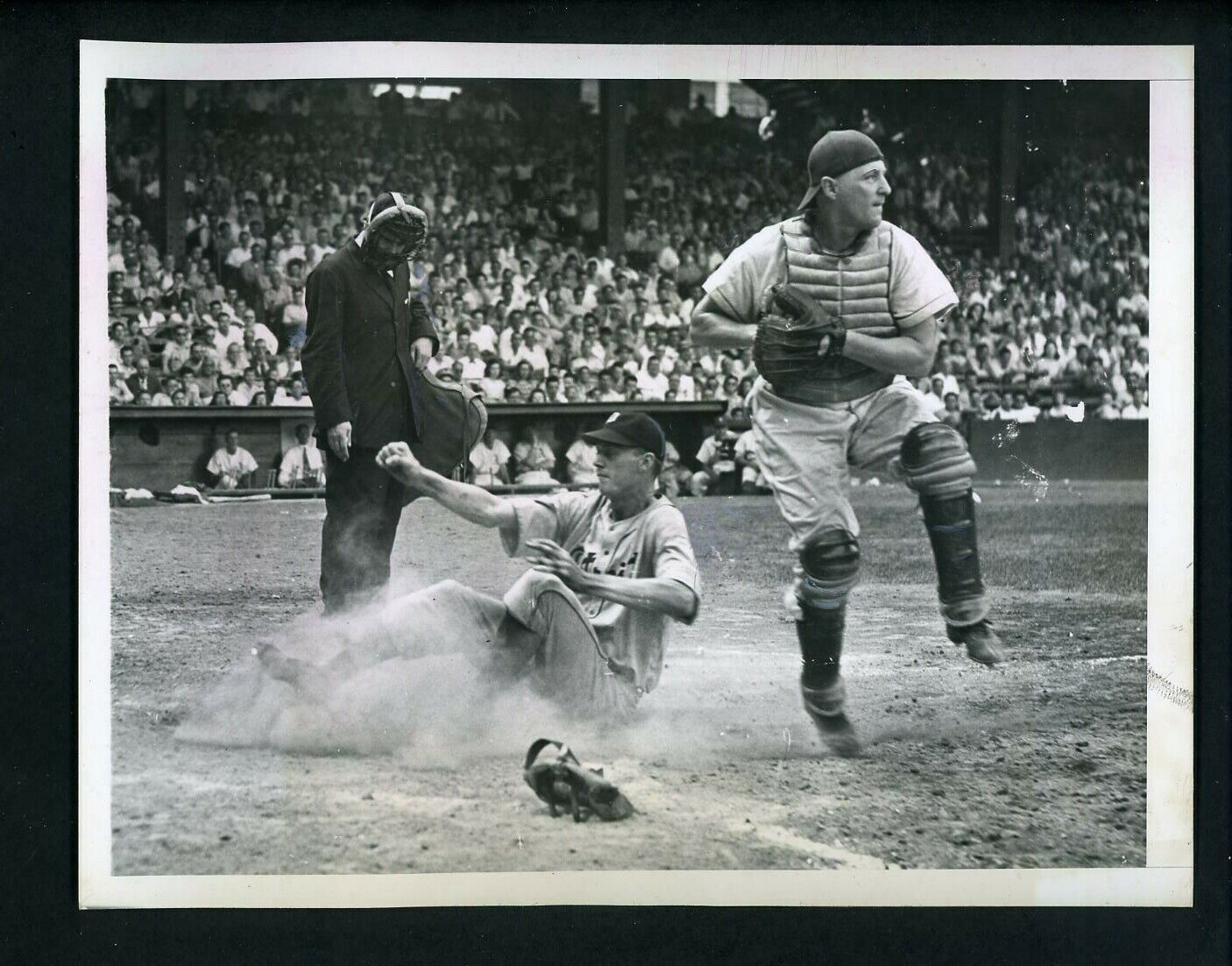 Gene Desautels & Hoot Evers Passarella 1946 Press Photo Poster painting Tigers Philadelphia A's