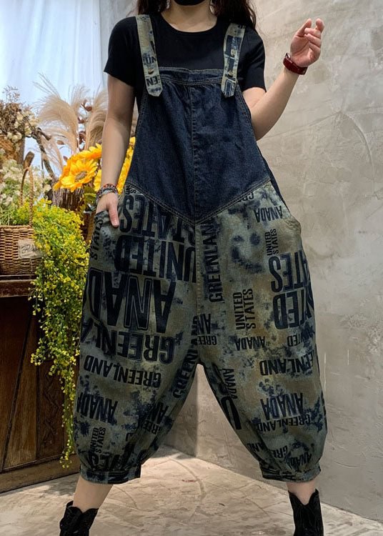 Casual Blue top quality Graphic denim Overalls Jumpsuit Spring CK761- Fabulory